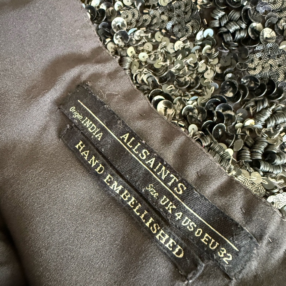 All Saints Embellished Black Sequin Dress - Picture 5 of 8